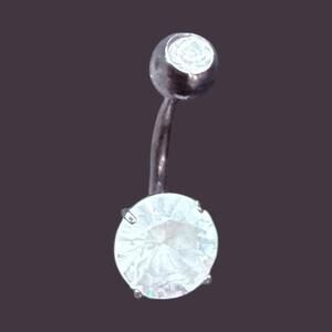 Vintage Belly Button Ring with Clear Gemstones